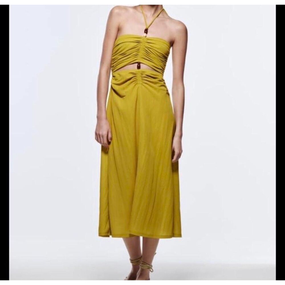 Zara Green Halter Beaded Dress